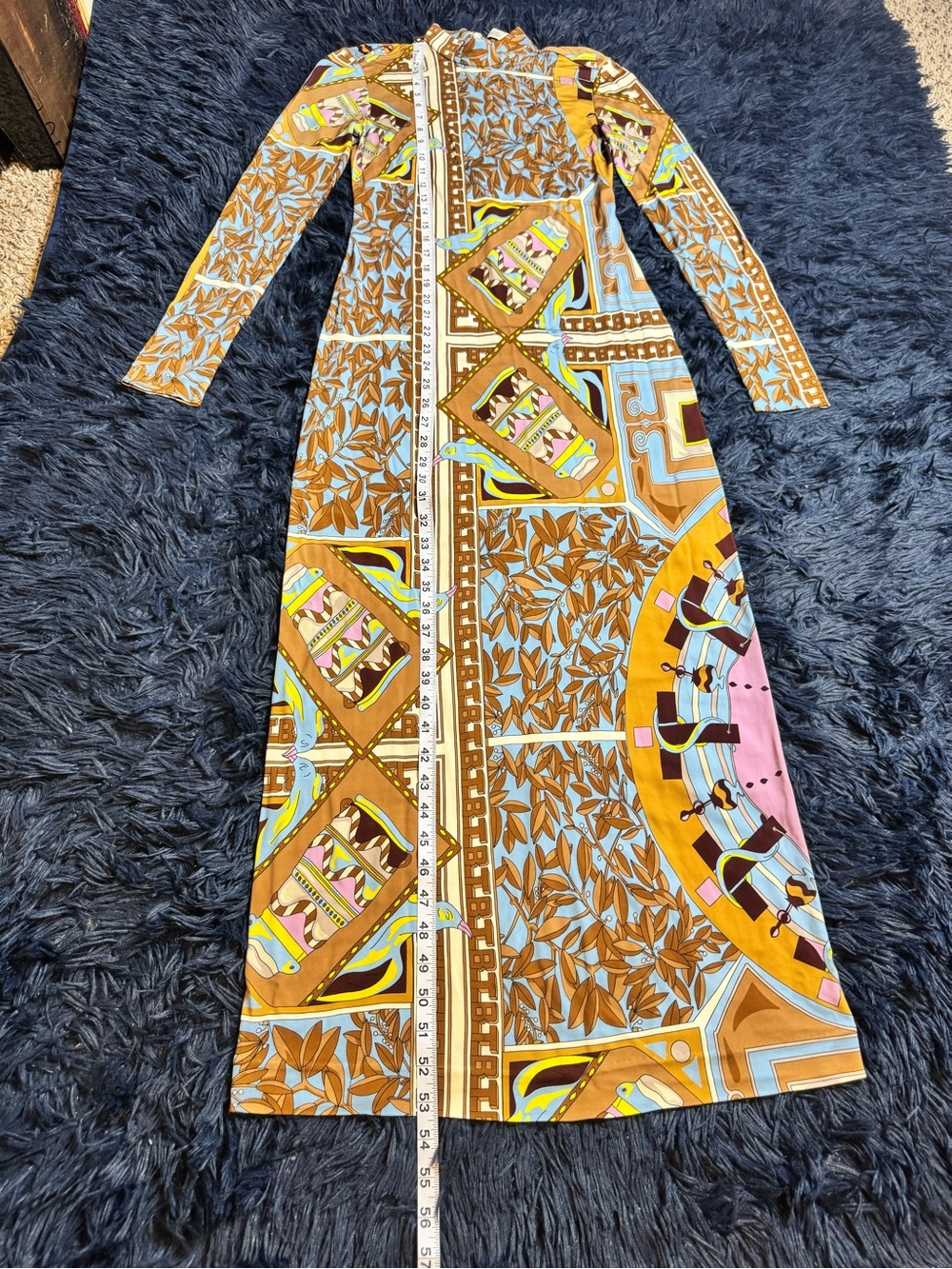 Tory Burch Geometric Garden Printed Mock-Neck Midi Dress. Size 2 - Picture 9 of 14